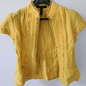 BCBGMaxAzria Mustard Yellow Scalloped Top  - S